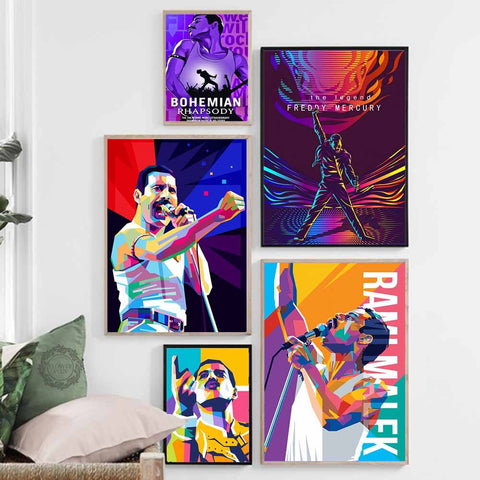 <transcy>Böhmische Rhapsodie Filmplakat Gemälde Freddie Mercury Kunst Leinwand Poster Bild Home Wanddekoration</transcy>