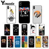 Yinuoda Freddie Mercury Queen Band TPU Soft Silicone Phone Case Cover for iPhone X XS MAX 6 6S 7 7plus 8 8Plus 5 5S XR